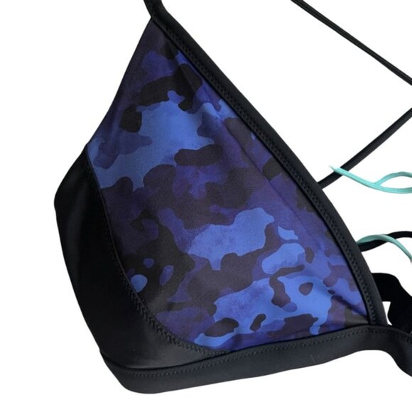 Athleta Freestyle Camo Bikini Set XL Cloud Camo Blue Strappy - Picture 5 of 14